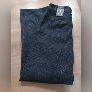 Worthington Trousers Blue Black Silver Metallic Plaid Business Holiday New 8